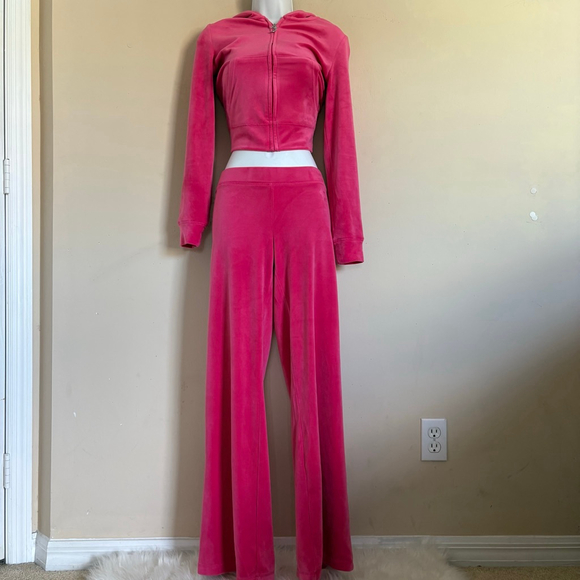 Juicy Couture Pink Velour Tracksuit Set Medium y2k OG Bling Love Juicy - Picture 5 of 16